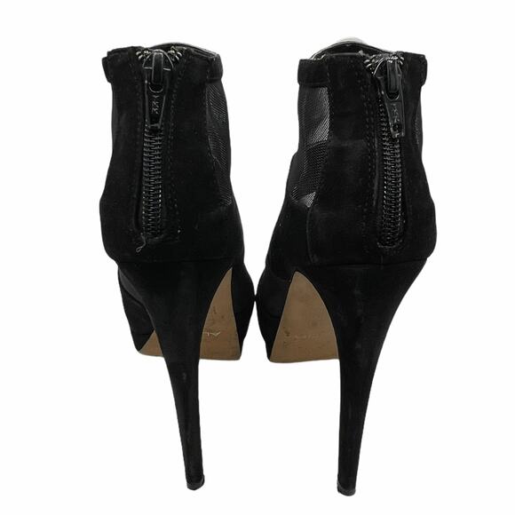 Aldo Womens Size 9 Stiletto Black Ankle Boot Faux Black Suede Mesh Platform Boot - Picture 6 of 11